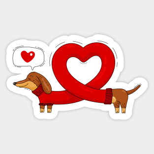 Dachshund and heart Sticker